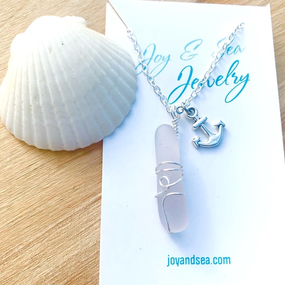Lavender Anchor Seaglass Necklace - Picture 2 of 6